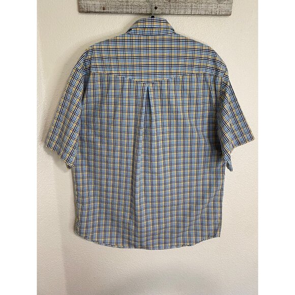 Resistol Rodeo Gear Men's Large Blue Plaid Button Down Short Sleeve Hat Logo - Picture 6 of 9